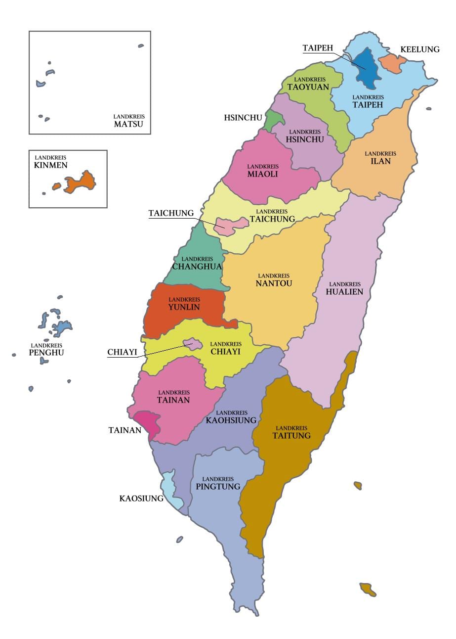 Harta e provincës Tajvan
